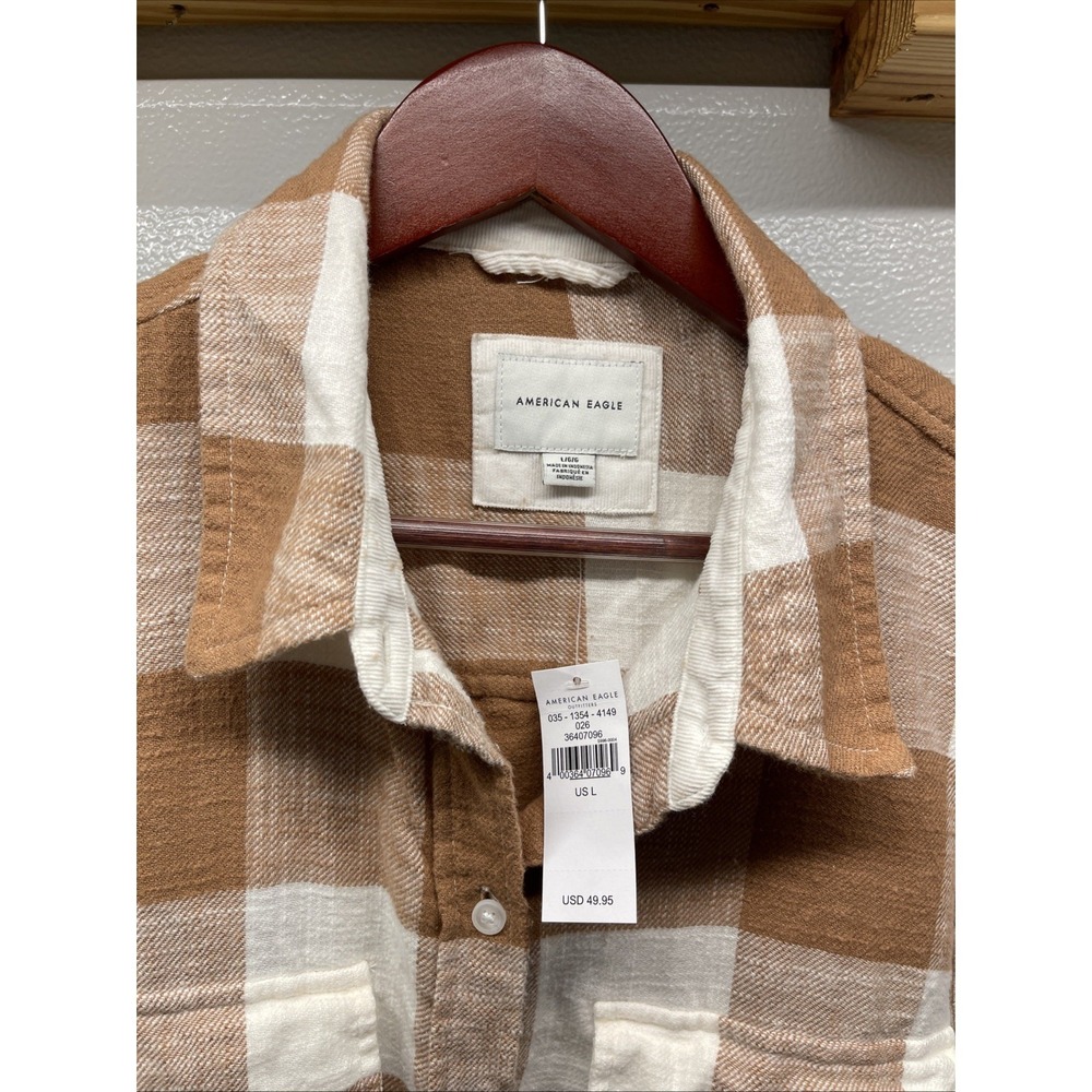 American Eagle Outfitters Women's Large Soft Plaid Long Sleeve Shirt MSRP 49.95 - Picture 2 of 5